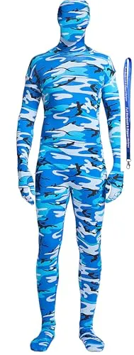 Green Alien Full-Hood Suit in Camo Blue