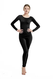 Women's Round-Neck Unitard in Black