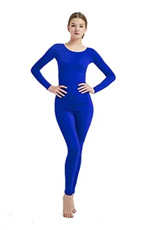 Women's Round-Neck Unitard in Blue