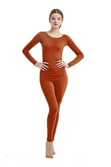 Women's Round-Neck Unitard in Brown