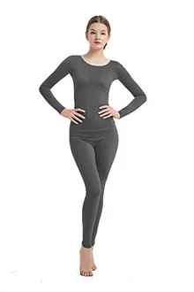 Women's Round-Neck Unitard in Dark Grey