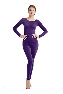 Women's Round-Neck Unitard in Dark Purple
