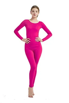 Women's Round-Neck Unitard in Hot Pink