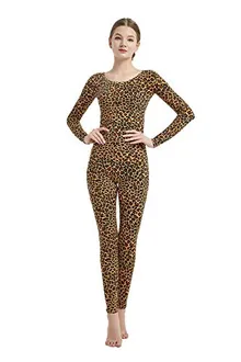 Women's Round-Neck Unitard in Leopard
