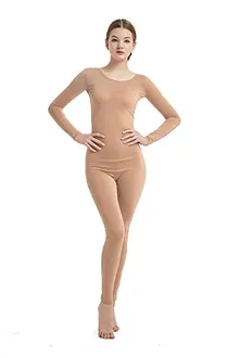 Women's Round-Neck Unitard in Nude