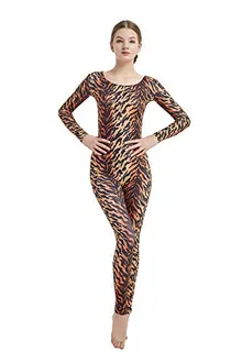 Women's Round-Neck Unitard in Tiger