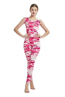 Women's Sleeveless Unitard in Camo Pink
