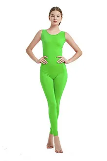 Women's Sleeveless Unitard in Lime Green