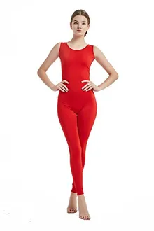 Women's Sleeveless Unitard in Red
