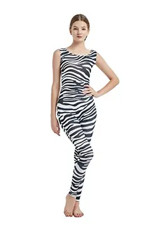 Women's Sleeveless Unitard in Zebra