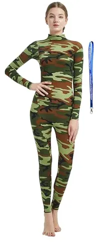 Women's Suit, Bare Hands and Feet in Camo Green