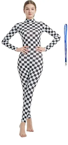 Women's Suit, Bare Hands and Feet in Checker